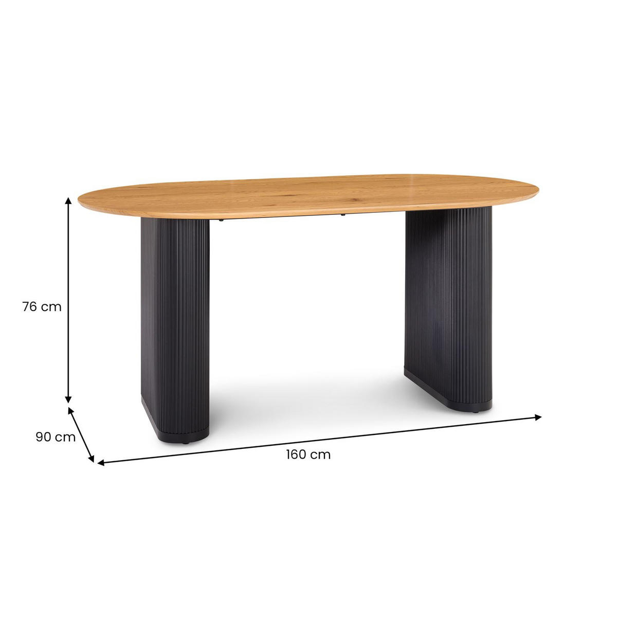 ESSTISCH MAXIM - Eichefarben, Metall (90/160/75cm) - IDIMEX