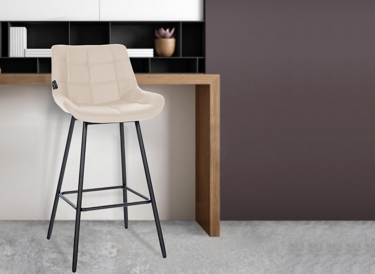 BARHOCKER Lederlook creme - Creme/Schwarz, Textil/Metall (49/104/56cm) - CLP