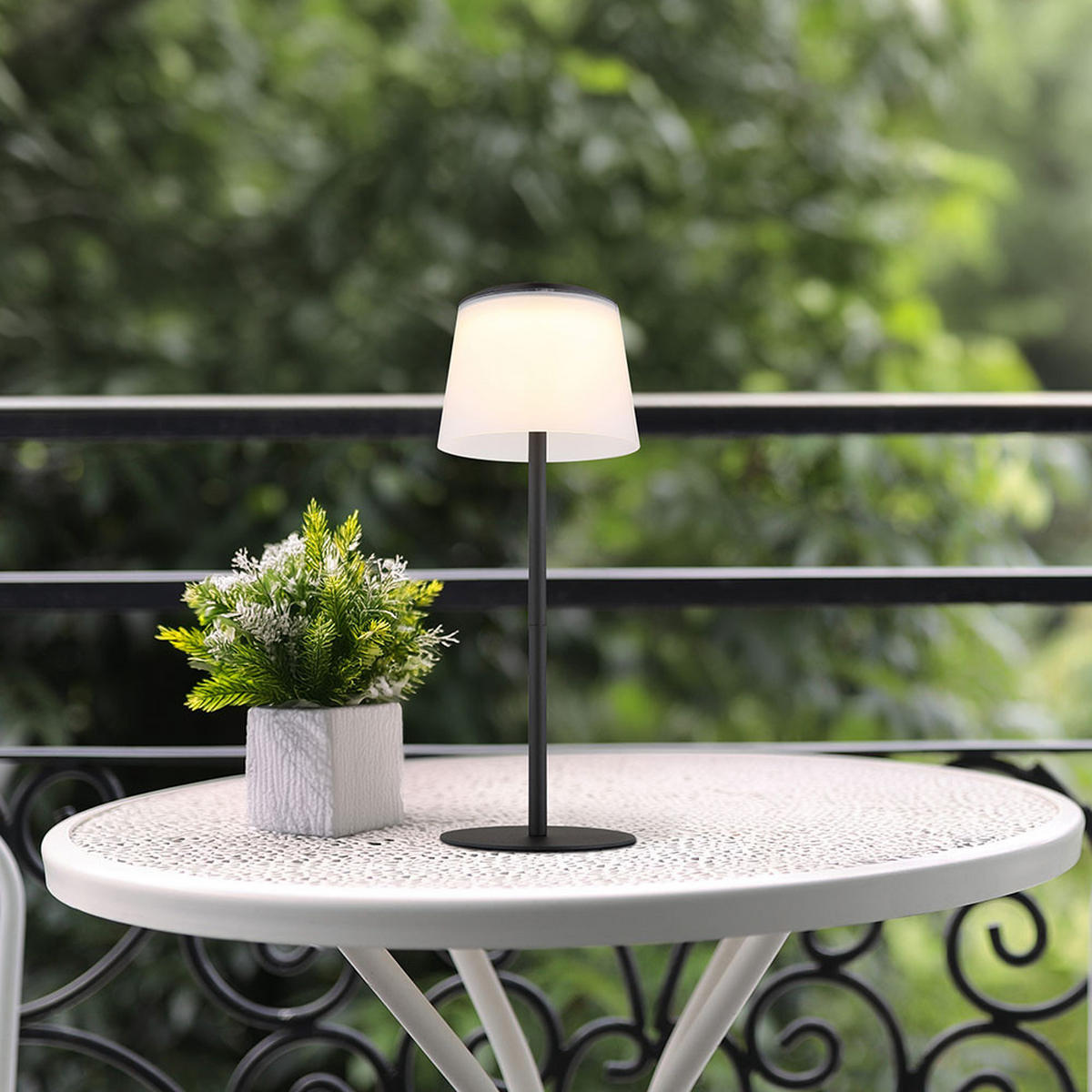 LED TISCHLEUCHTE satiniert Weiß - Schwarz, Metall (13/13/34cm) - Globo Lighting
