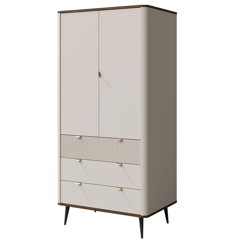 KLEIDERSCHRANK Marly Kaschmir / Walnuss 90 / 60 / 191cm - Creme/Schwarz, Holz/Holzwerkstoff (90/191/60cm) - Feldmann-Wohnen