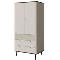 KLEIDERSCHRANK Marly Kaschmir / Walnuss 90 / 60 / 191cm - Creme/Schwarz, Holz/Holzwerkstoff (90/191/60cm) - Feldmann-Wohnen