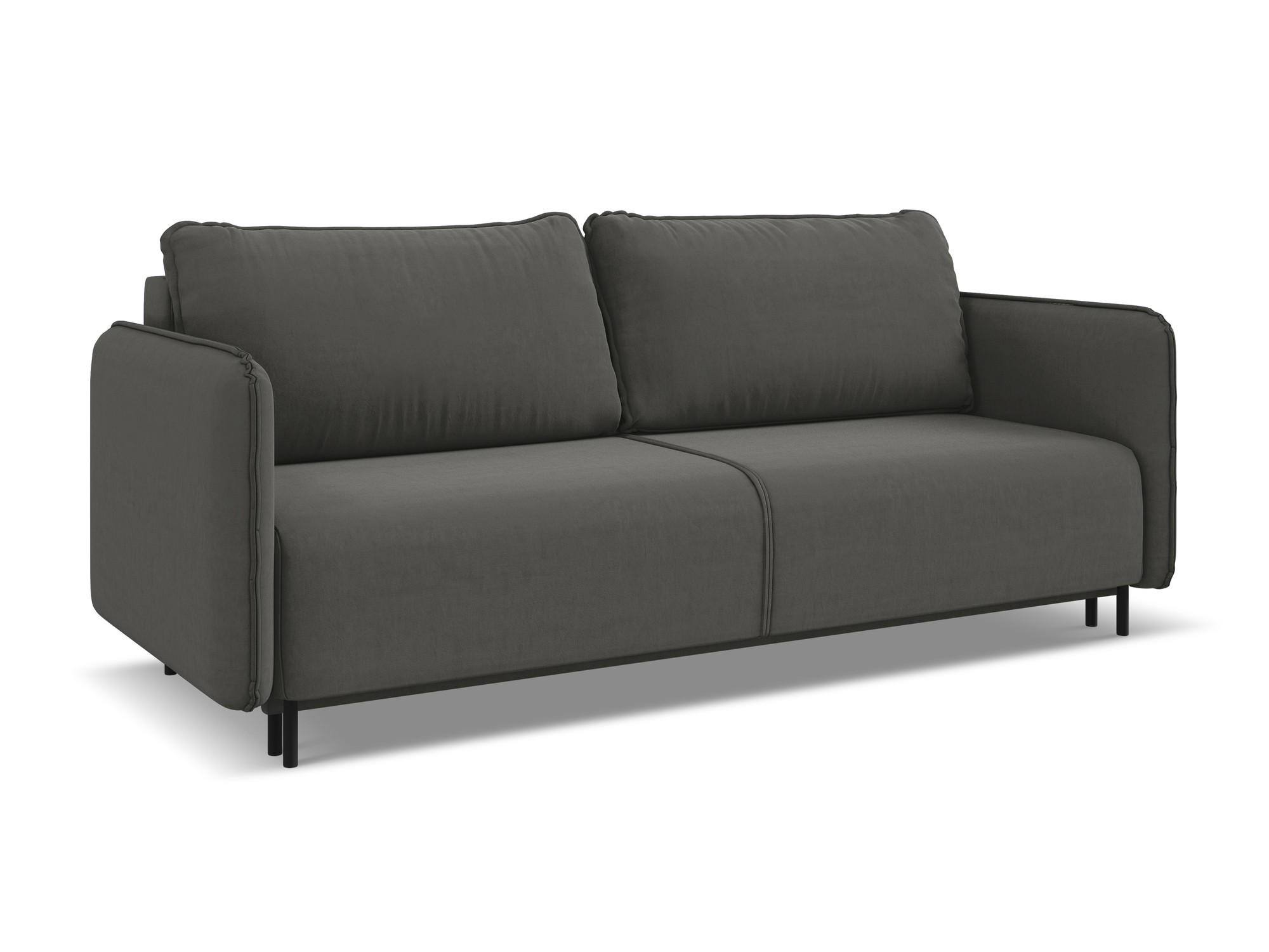 3-SITZER SOFA mit Schlaffunktion Samt Stoff Grau - Dunkelgrau/Schwarz, Holz/Textil (226/90/92cm) - Makamii
