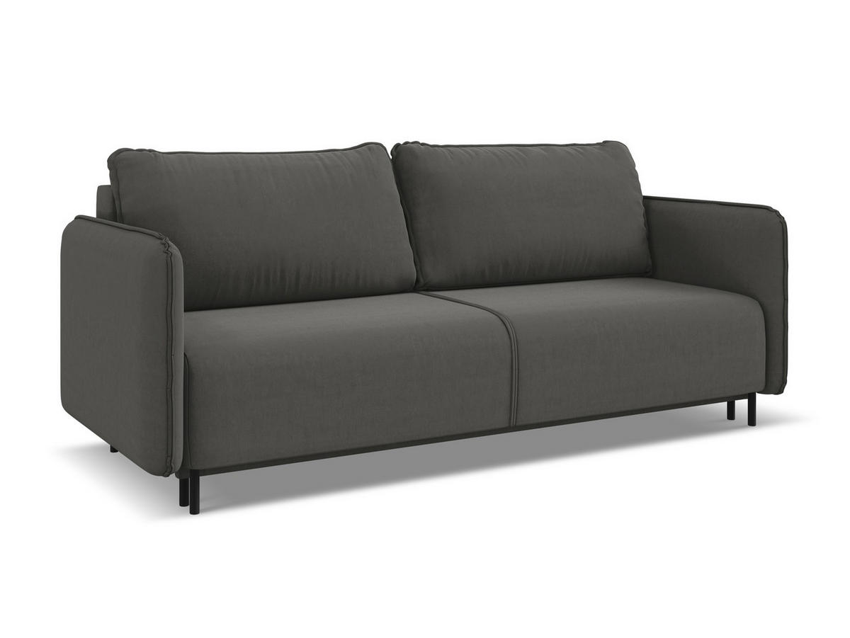 3-SITZER SOFA mit Schlaffunktion Samt Stoff Grau - Dunkelgrau/Schwarz, Holz/Textil (226/90/92cm) - Makamii