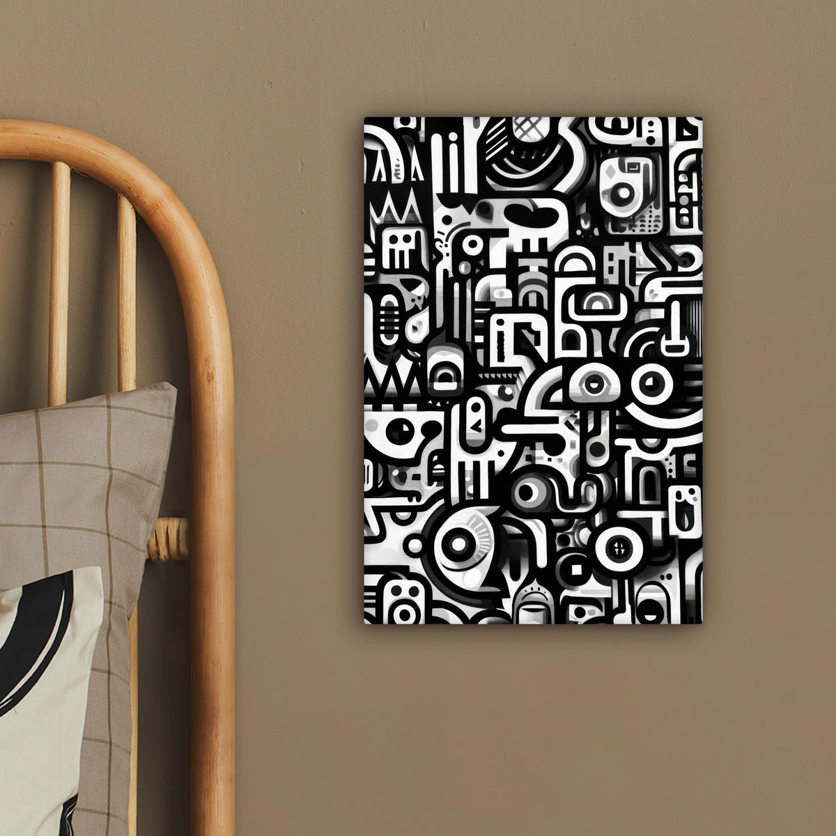 LEINWANDBILD Symbole - Abstrakt - Grafik - Schwarz Deko Wohnzimmer 20x30 cm - Schwarz, Textil (20/30cm) - MuchoWow