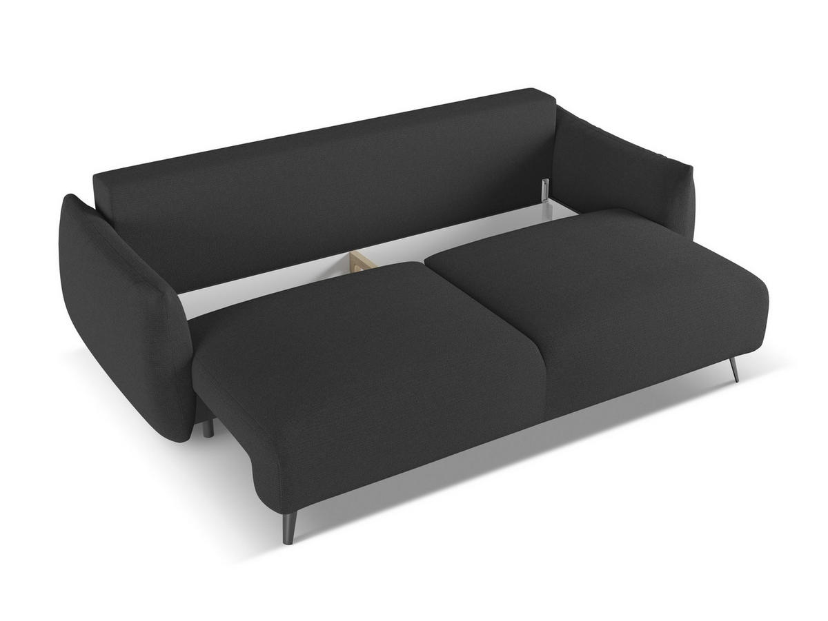 3-SITZER SOFA mit Schlaffunktion Chenille Stoff Schwarz - Anthrazit/Schwarz, Textil/Metall (230/86/105cm) - Makamii