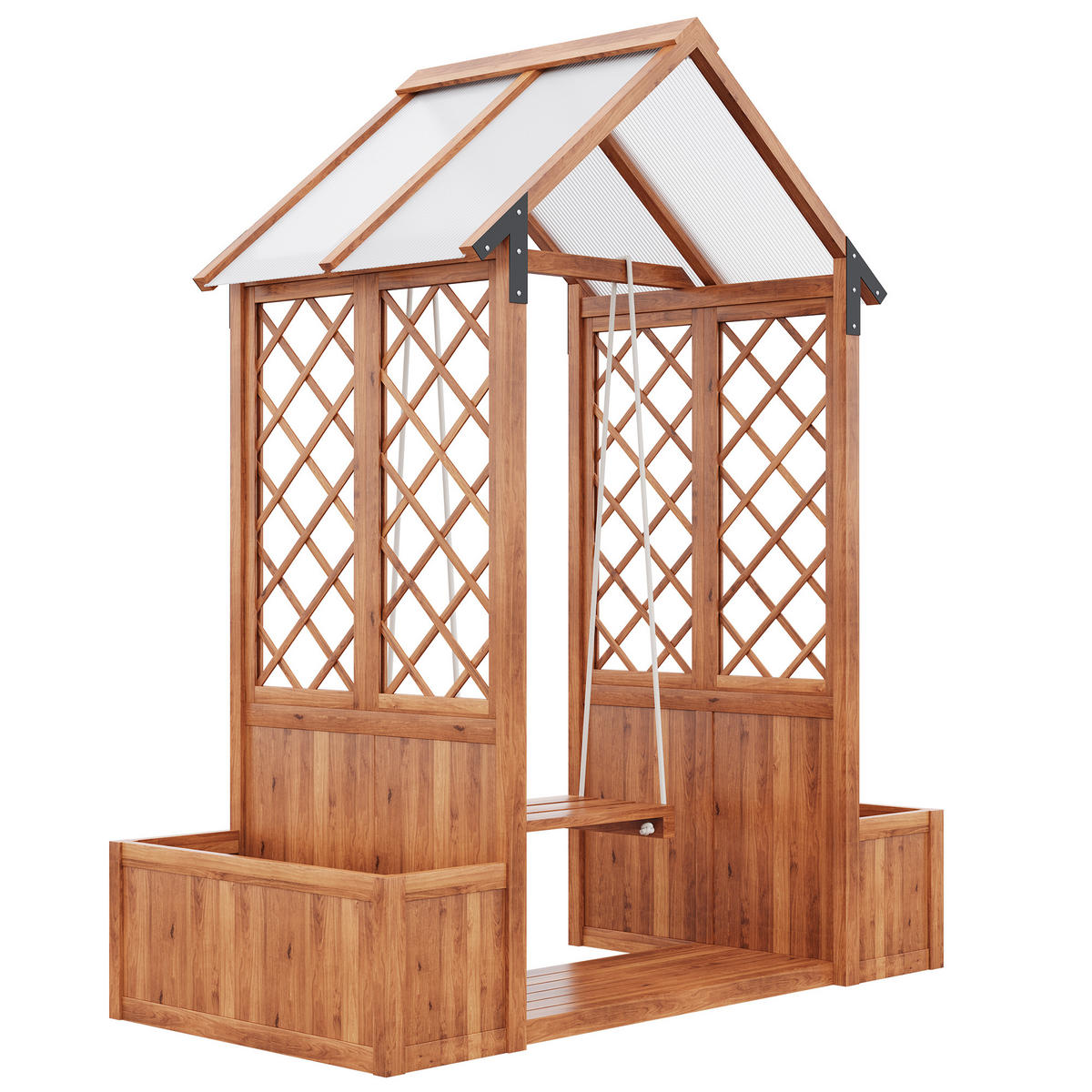 PFLANZKÜBEL Holz Braun mit Spalier Sonnendach Garten - Braun, Holz (70/163/142cm) - FLIEKS
