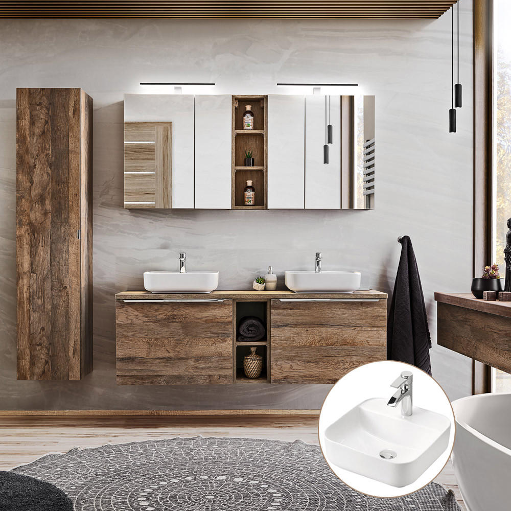 Lomado Badmöbel-Set Braun 185x200x46 cm