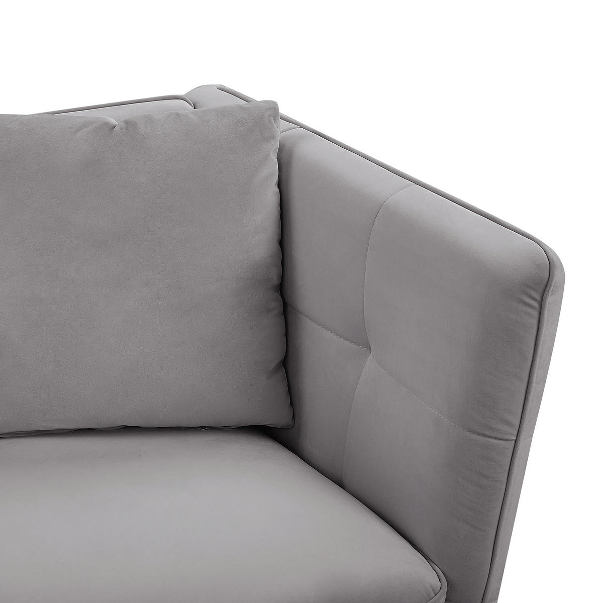 3-SITZER-SOFA Samtstoff Grau Frederica - Hellgrau, Textil (200/77/80cm) - Beliani