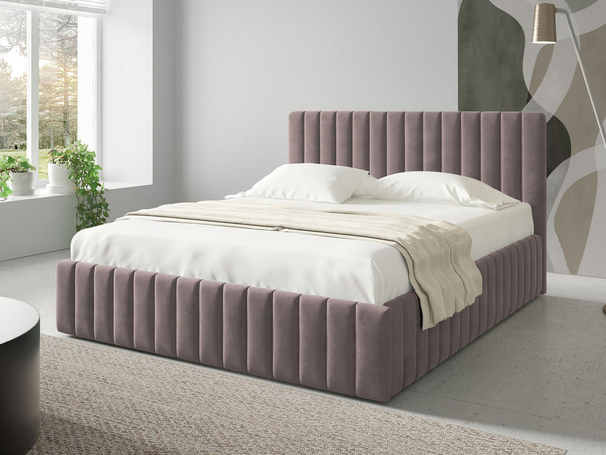 POLSTRBETT Lewezo - Violett/Naturfarben, Holzwerkstoff/Textil (160/200cm) - MIRJAN24