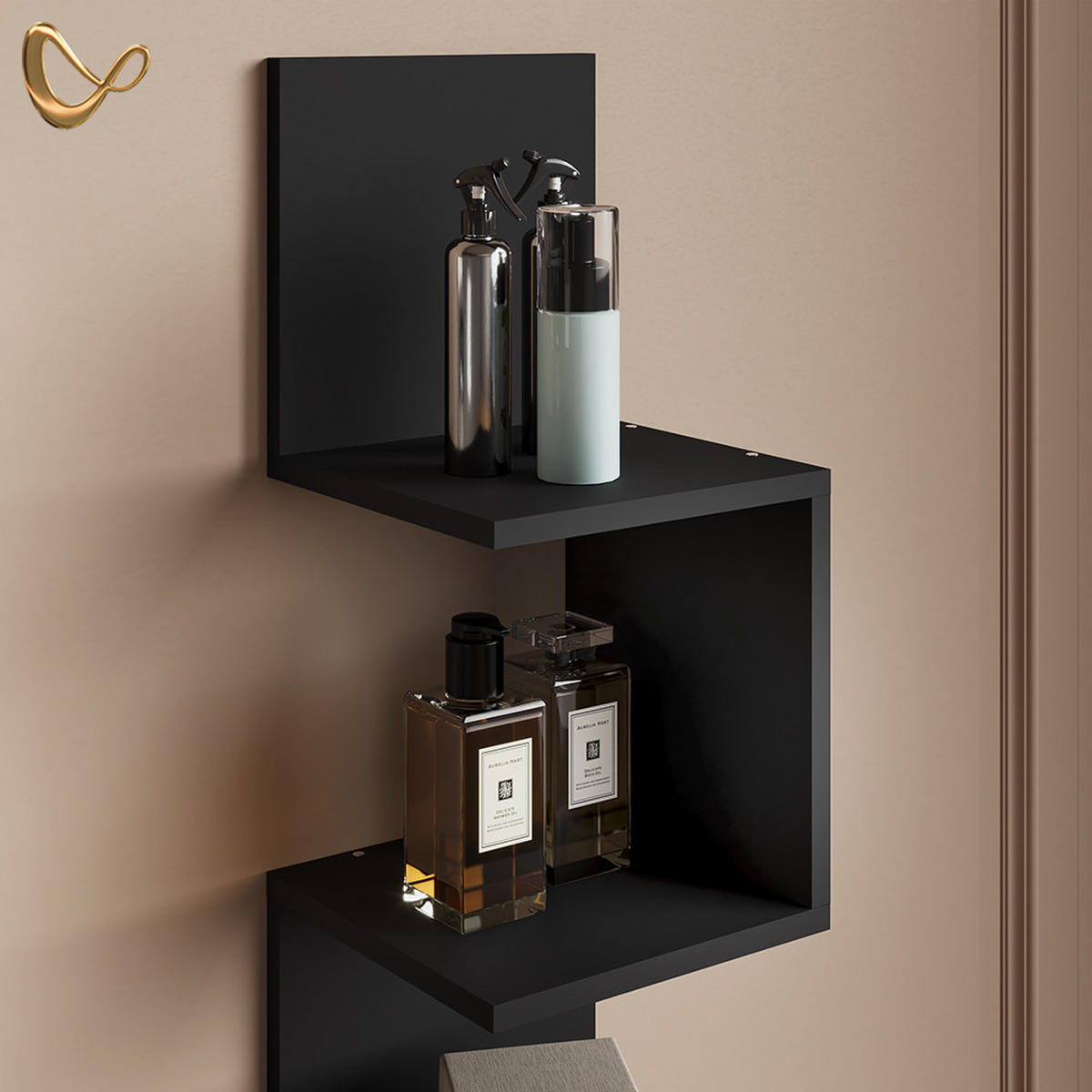 ECKREGAL Vesuvio Schwarz 28 x 116.4 cm - Schwarz, Holzwerkstoff (28/116.4/28cm) - Livinity®