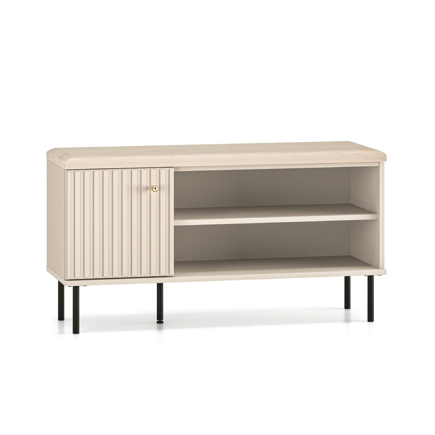 SCHUHSCHRANK Caletto Beige 102 cm - Beige/Goldfarben, Holzwerkstoff/Metall (102/55/34cm) - Selsey
