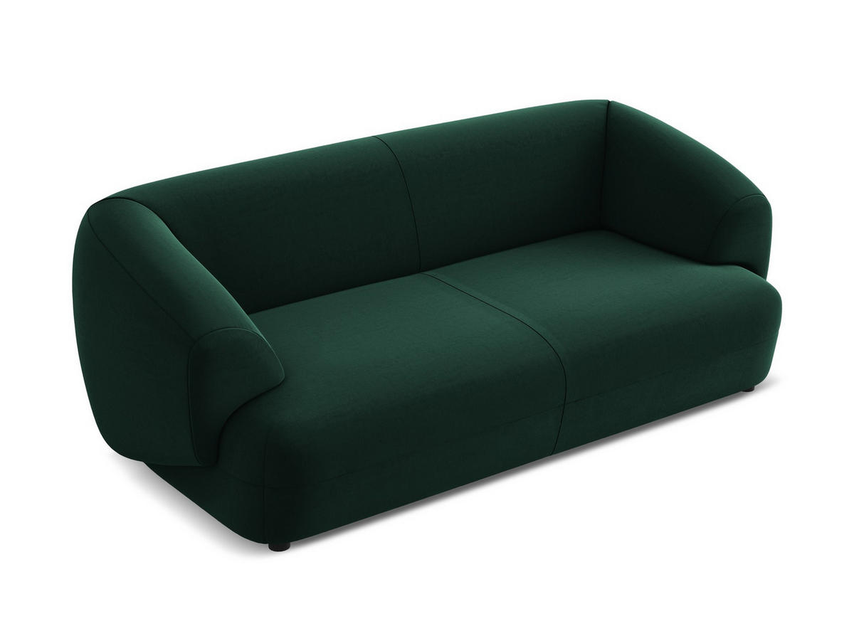 3-SITZER SOFA Samt Stoff Grün - Dunkelgrün/Schwarz, Kunststoff/Textil (212/81/98cm) - Makamii