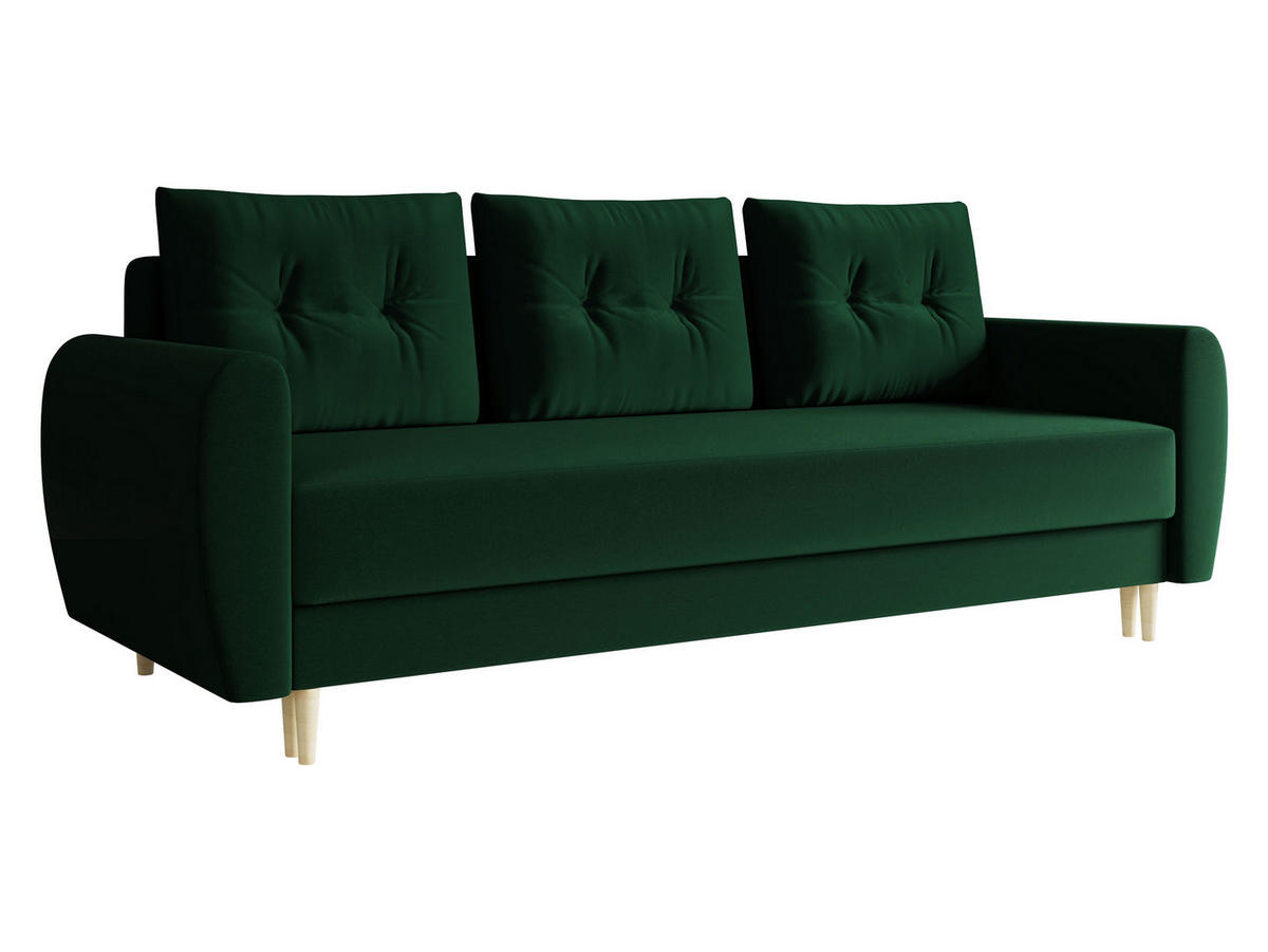 SCHLAFSOFA Palermo - Naturfarben/Grün, Holz/Textil (227/95/82cm) - MIRJAN24