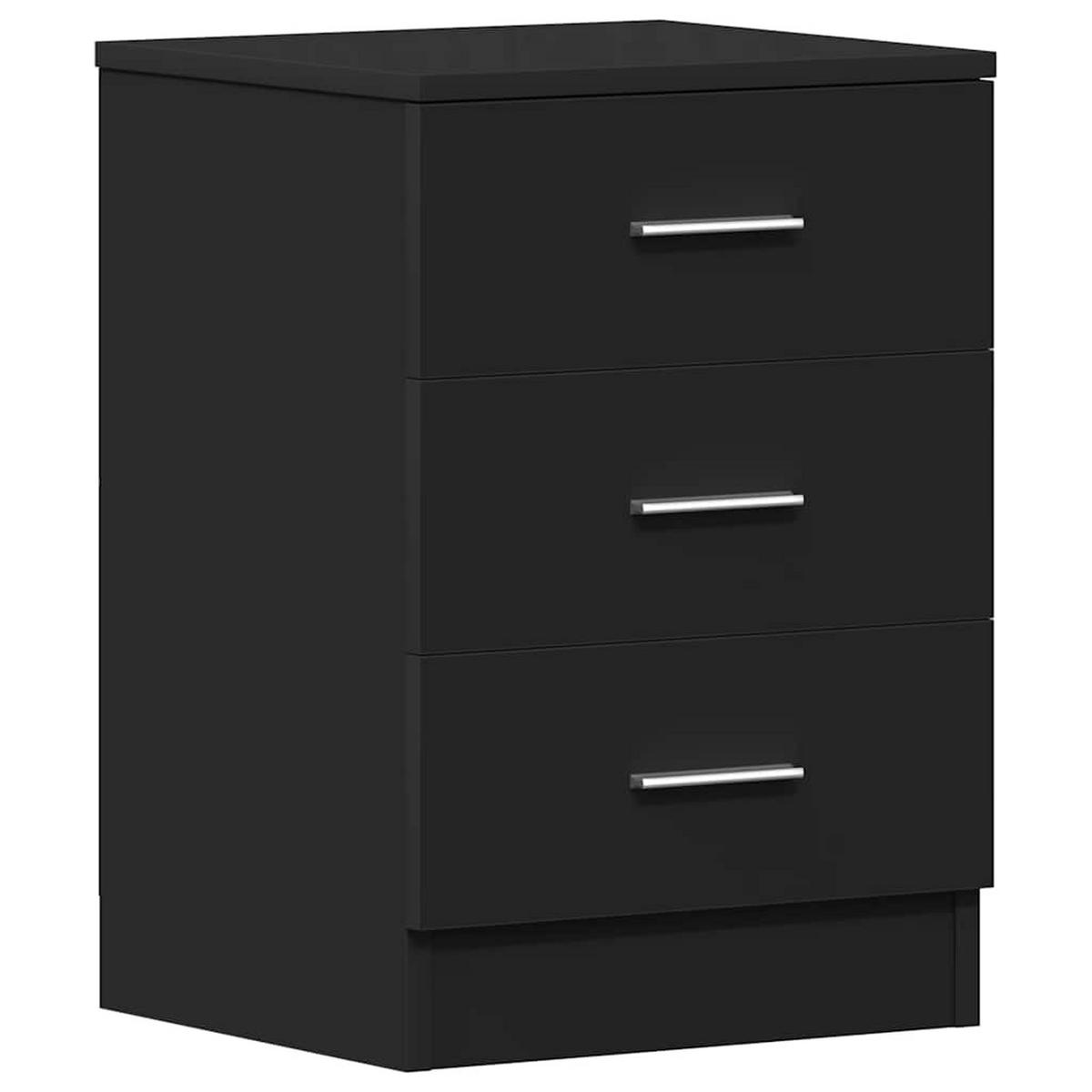 NACHTTISCH 2-teilig mit 3 Schubladen 38/35/56 cm aus Holzwerkstoff in Schwarz - Schwarz, Holz (38/56/35cm) - vidaXL