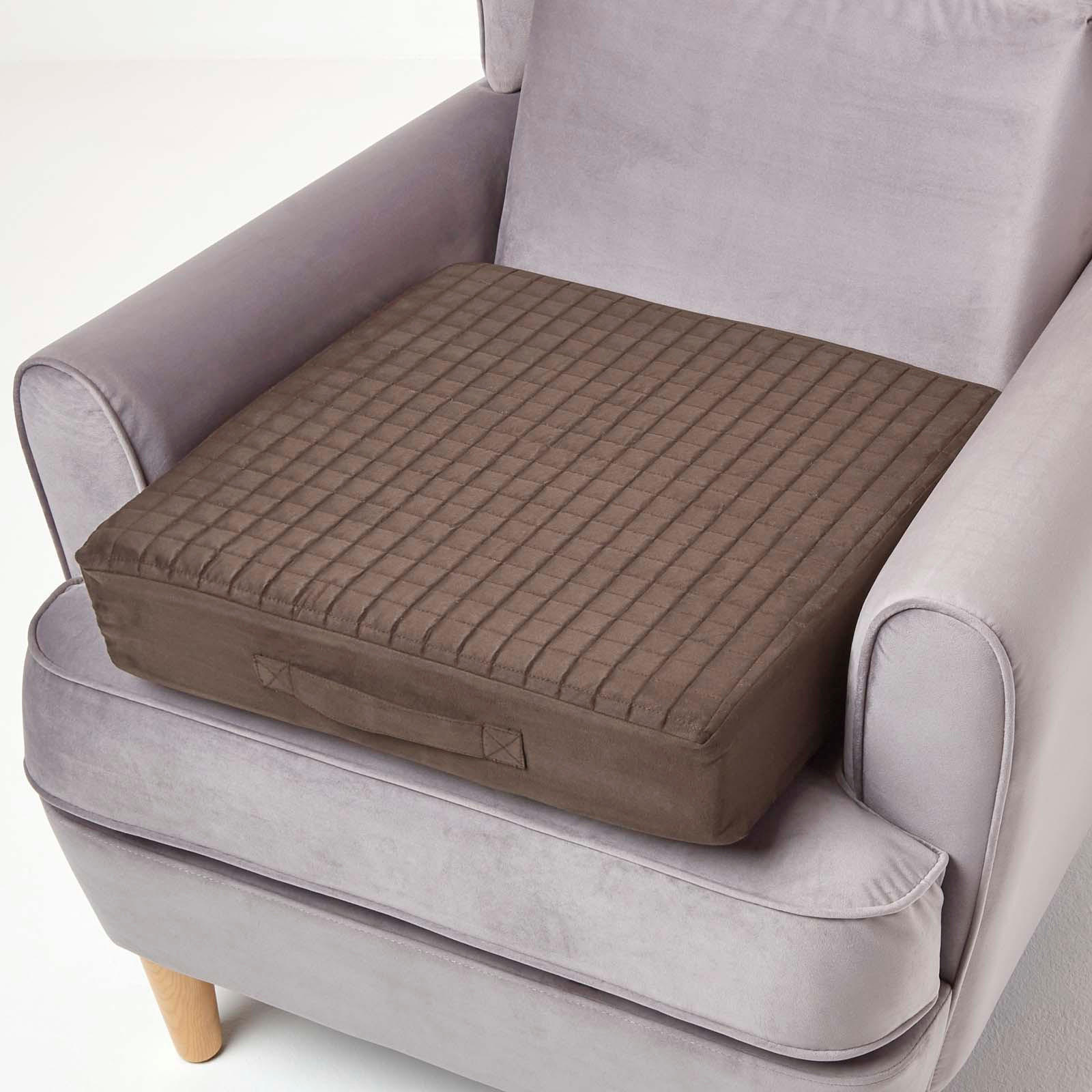 SITZKISSEN-BEZUG braun 50/50/10 – Kissenhülle wattiert, Velours - Braun, Textil (50/50/10cm) - Homescapes