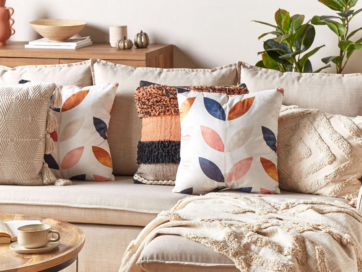 DEKOKISSEN Cremeweiß 45/45 cm Quinoa - Ecru, Textil (45/45cm) - Beliani