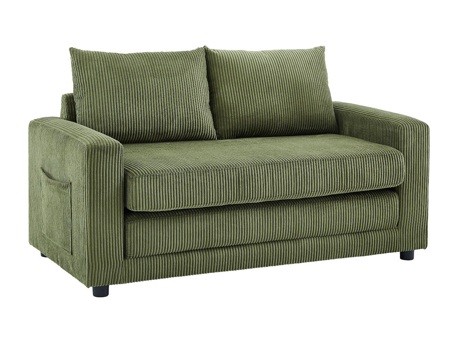 SCHLAFSOFA 2-Sitzer, Cord-Velours, Kaki-Grün - MIRTO - Grün, Textil (145/82/76cm) - Vente-Unique