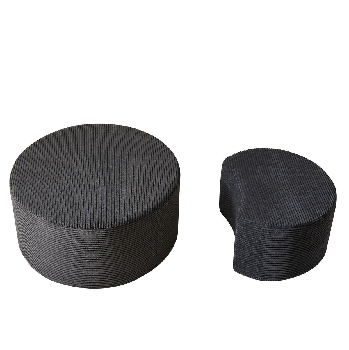 COUCHTISCH-SET aus Stoff Schwarz ohne Montage, 2-teilig, gepolstert und vielseitig nutzbar - Schwarz, Holzwerkstoff (127/81/40cm) - Modfu