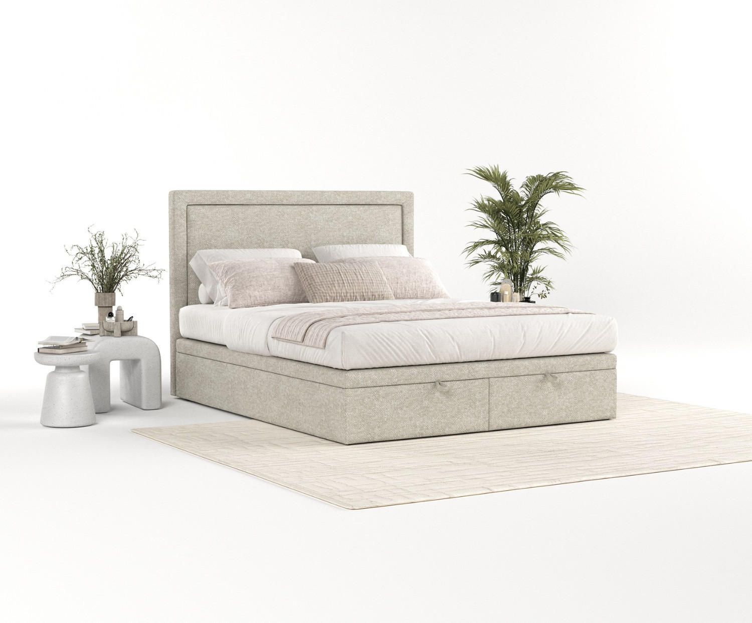 POLSTERBETT Salma mit Stauraum 160/200 cm Beige im Alta Stoff - Beige/Schwarz, Holz/Holzwerkstoff (160/200cm) - AltaBeds