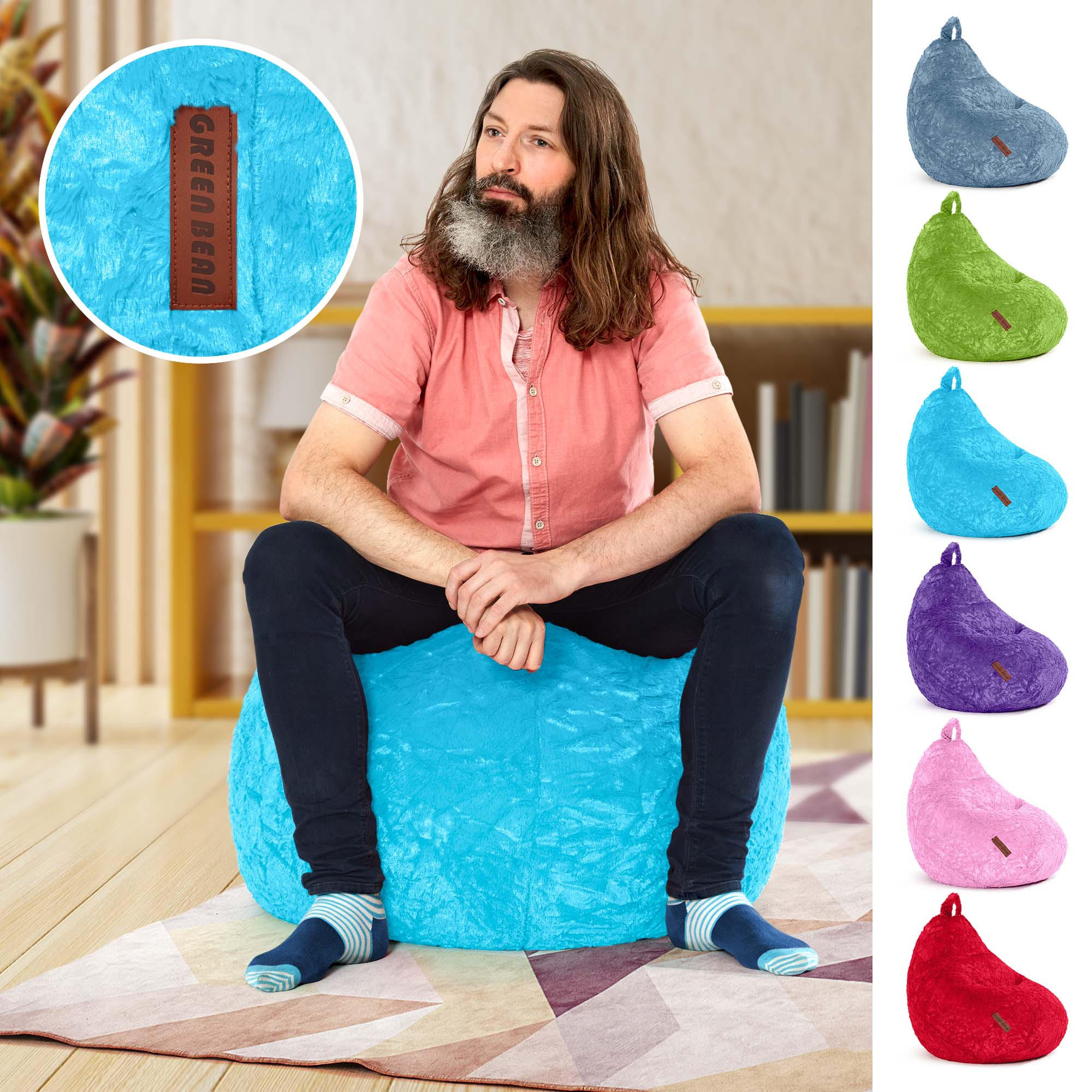 SITZSACK "Plüsch" 60x45x45cm - 120L - Hellblau, Textil (45/60/45cm) - Green Bean