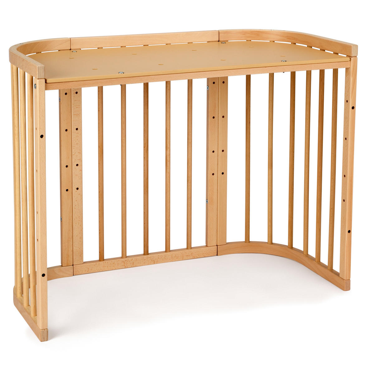 BABYBETT NATUR, 5in1 mit Matratze - Naturfarben, Holz (65.5/92cm) - waldin