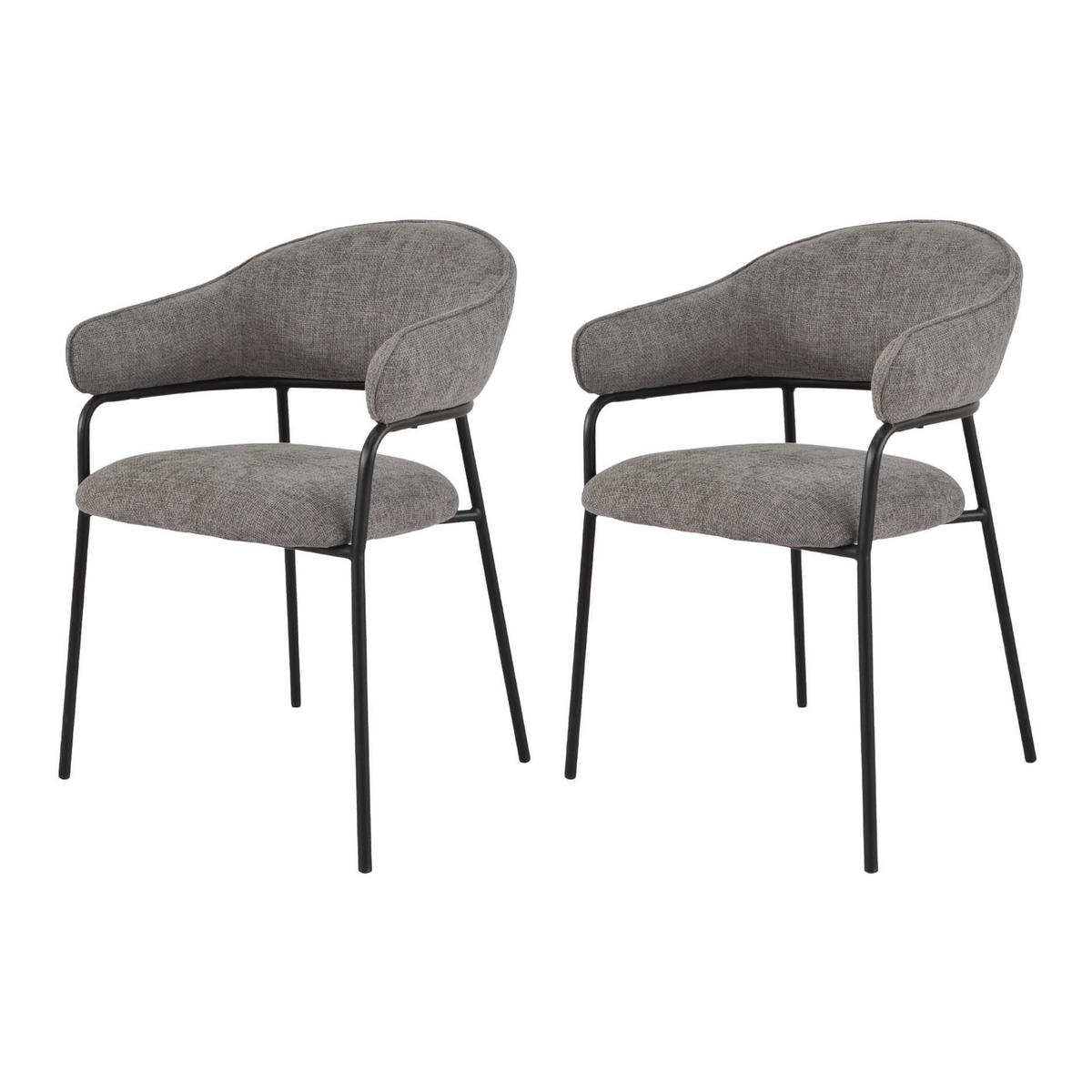 STÜHLE 2er Set Grau 56,5/57/82,5 cm - Grau, Textil (57/82.5/56.5cm) - Mobili Rebecca