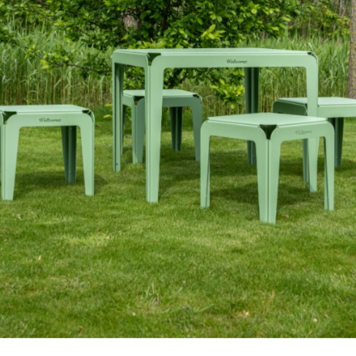 GARTENSTUHL, Aluminiumlegierung - Grün, Metall (45/45/45.5cm)