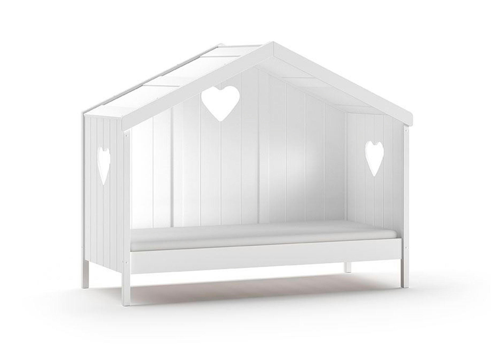 HAUSBETT Kamila 1 213x172x99 mit Rückwand aus Massivholz+MDF in Weiß - Weiß, Holz (90/200cm) - 58aufmkessel