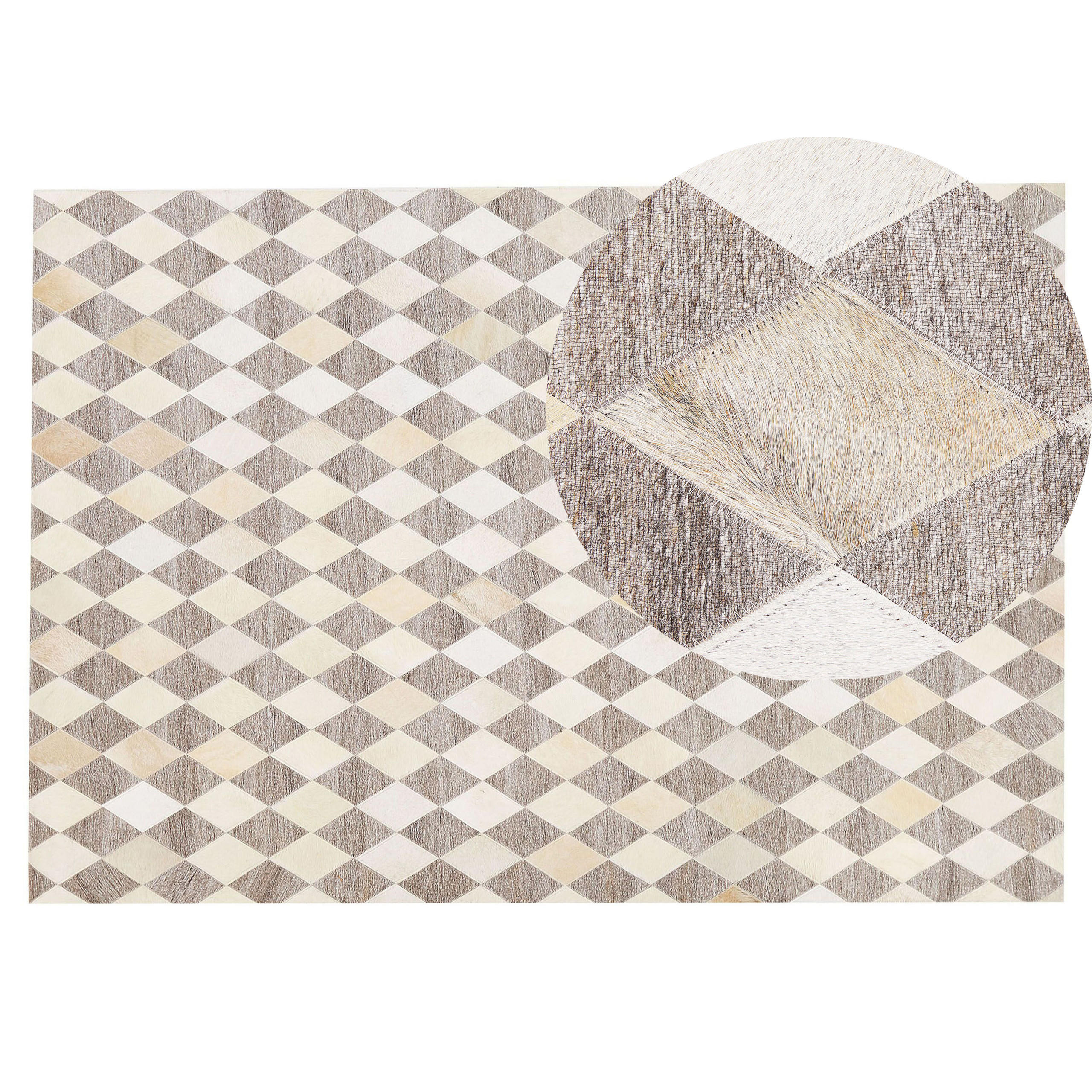 PATCHWORK-TEPPICH Seslice 200/140 cm - Beige, Fell (140/200cm) - Beliani