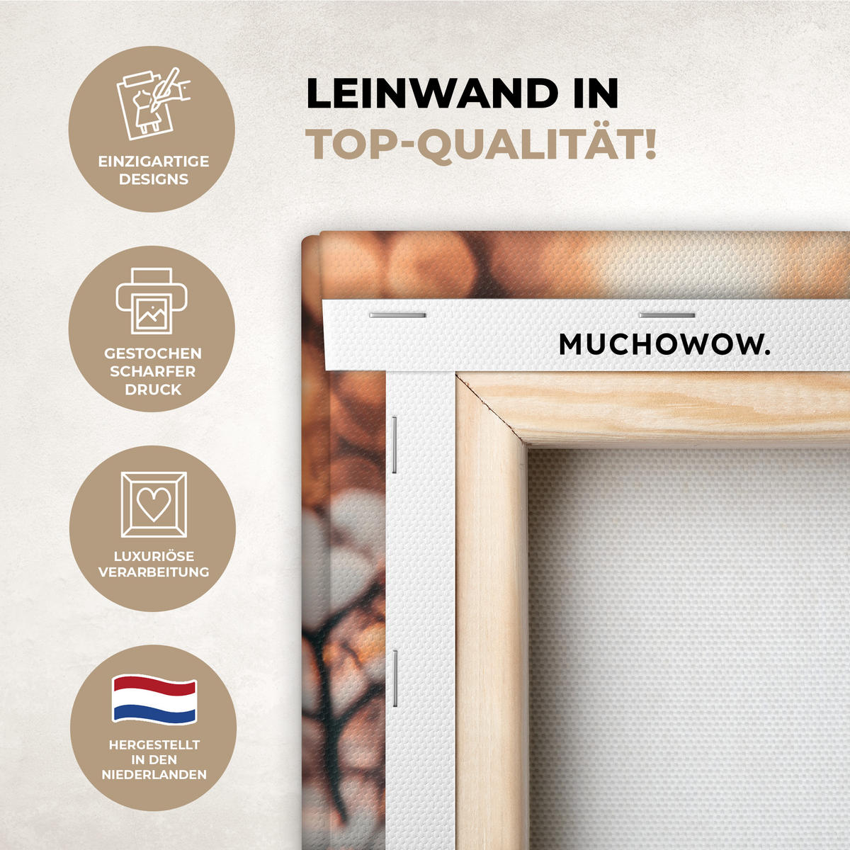 LEINWANDBILD Vogel - Zweig - Winter - Tiere - Schnee 20x30 cm - Bernsteinfarben, Textil (20/30cm) - MuchoWow