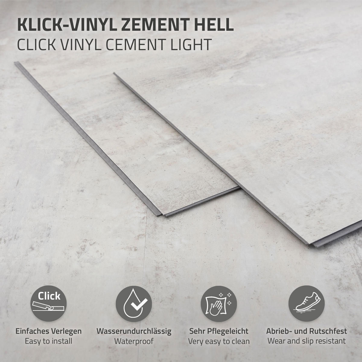 VINYLOVÁ PODLAHA s klikovým systémem 5,58 m²/30 lamel PVC podlahová krytina dub rustikální světlý vzhled dřeva - světle šedá, plast/umělá hmota (61.5/31/0.42cm) - ML-DESIGN