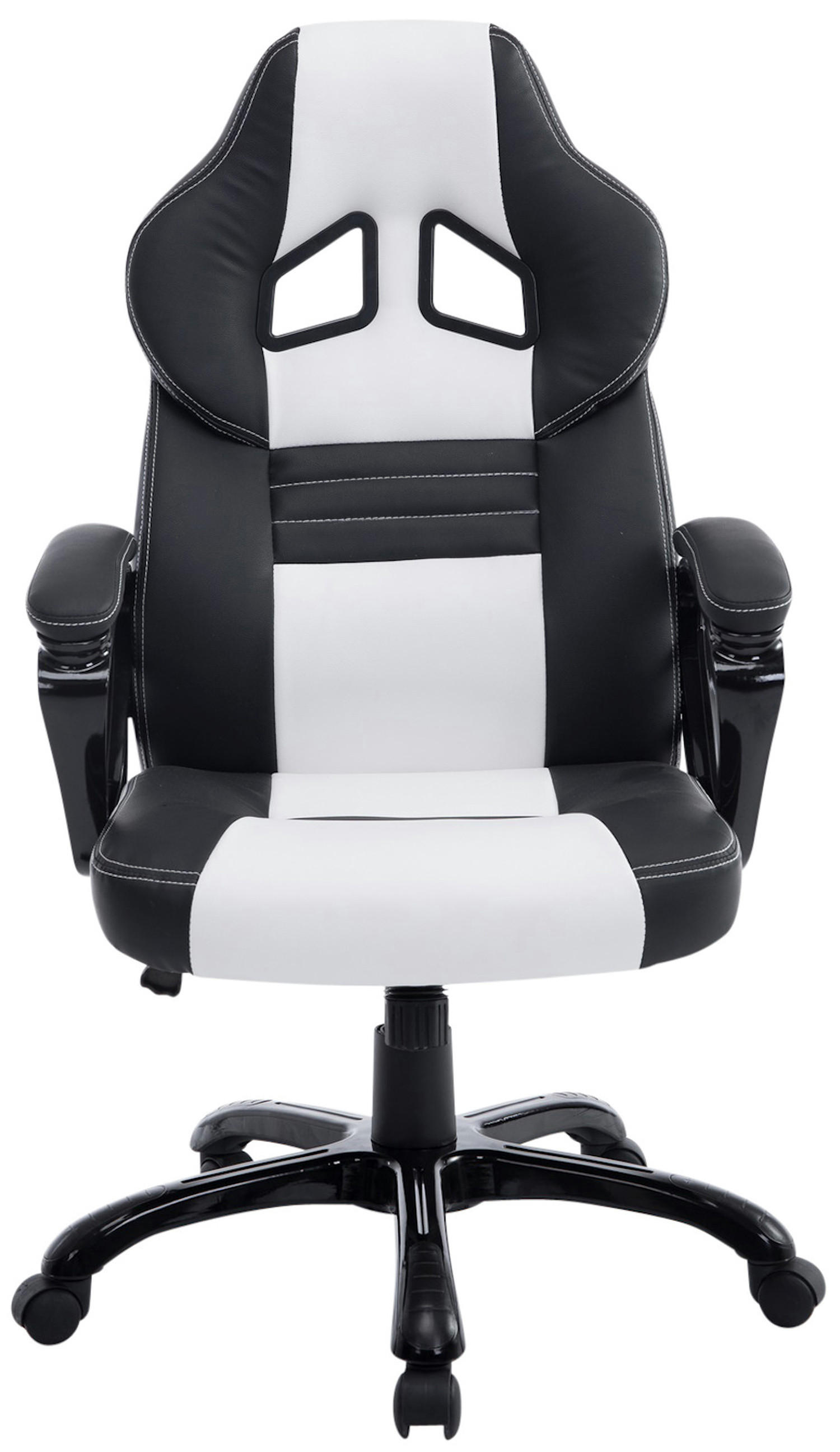BÜROSTUHL Peso, Kunstleder Schwarz/Weiß - Weiß, Kunststoff/Textil (65/124/70cm) - TPFLiving