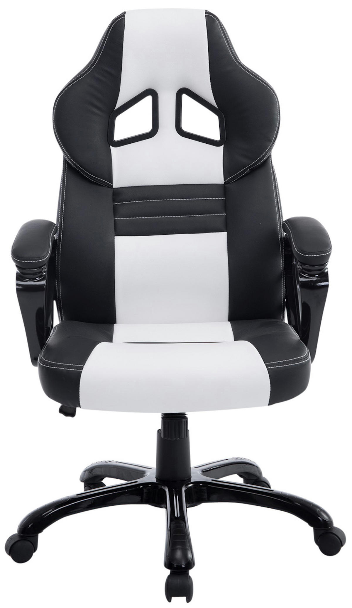 BÜROSTUHL Peso, Kunstleder Schwarz/Weiß - Weiß, Kunststoff/Textil (65/124/70cm) - TPFLiving