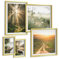 BILDER SET 5er Set - 50x50 cm & 20x30 cm & 40x60 cm Goldrahmen - Gemalte Zitruslandschaften - Goldfarben, Kunststoff (40/60cm) - TULUP