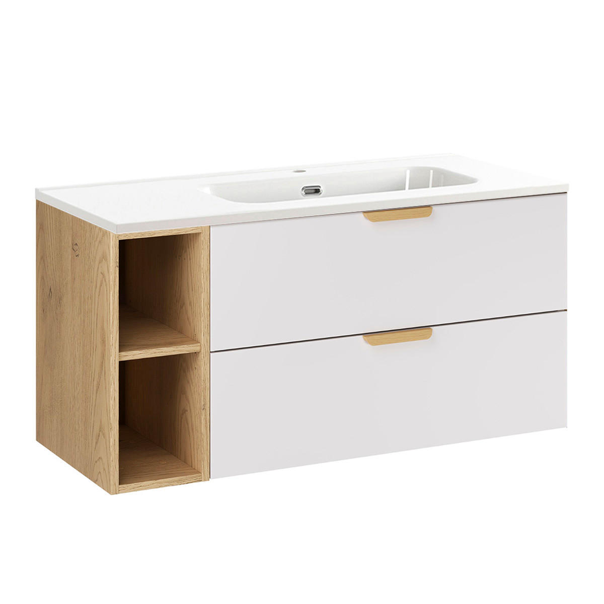 BADMÖBEL 101cm Oria 2er-Set Weiß - Weiß, Holzwerkstoff (101/50/46cm) - Petits-meubles