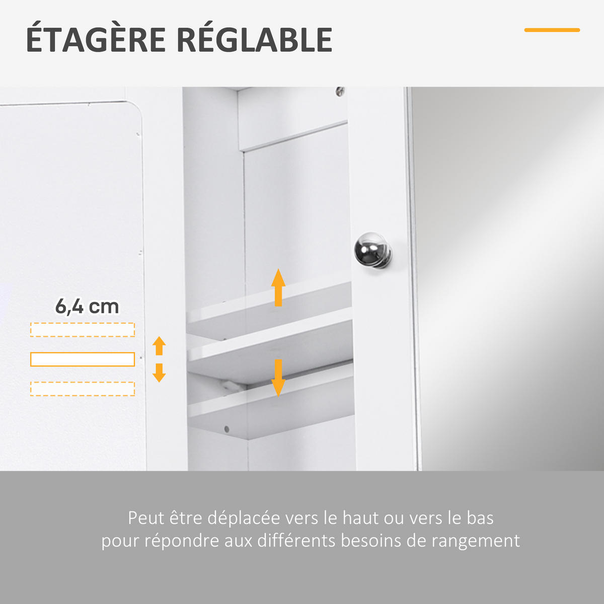 SPIEGELSCHRANK DE-15103 56/13/58 cm, verstellbares Regal Grau - Weiß, Holzwerkstoff (56/58/13cm) - ComfortXL