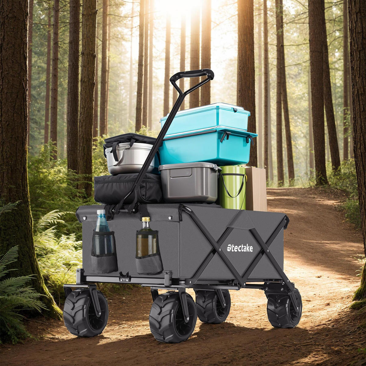 BOLLERWAGEN Heidrun, inklusive Tragetasche, Belastbarkeit 80 kg, grau - Grau, Textil (51/120.5/114cm) - tectake