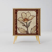 SIDEBOARD TIMELESS FLORA, Eichefarben, 57,5x42x75,5 cm, Goldfarbene Metallfüße - Eichefarben/Goldfarben, Holzwerkstoff/Metall (57.5/75.5/42cm) - SpaceRebels