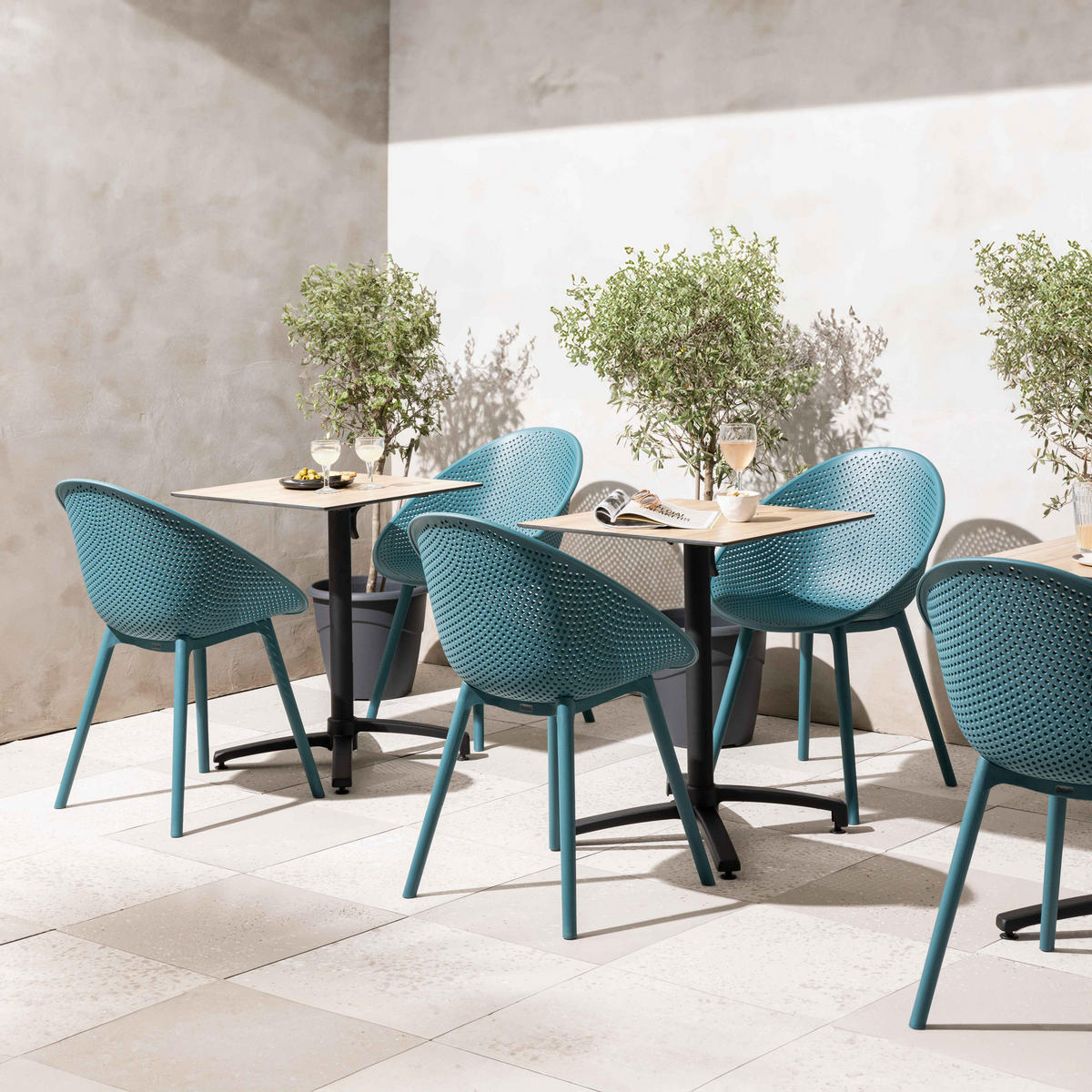 GARTENSTUHL 4-tlg., Blau - Blau, Kunststoff (59/83/59cm) - Oviala