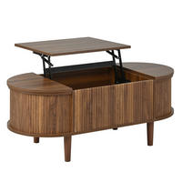 COUCHTISCH walnuss-optik oval höhenverstellbar mit stauraum - Walnussfarben, Holzwerkstoff (48/100/53.5cm) - Urban Meuble