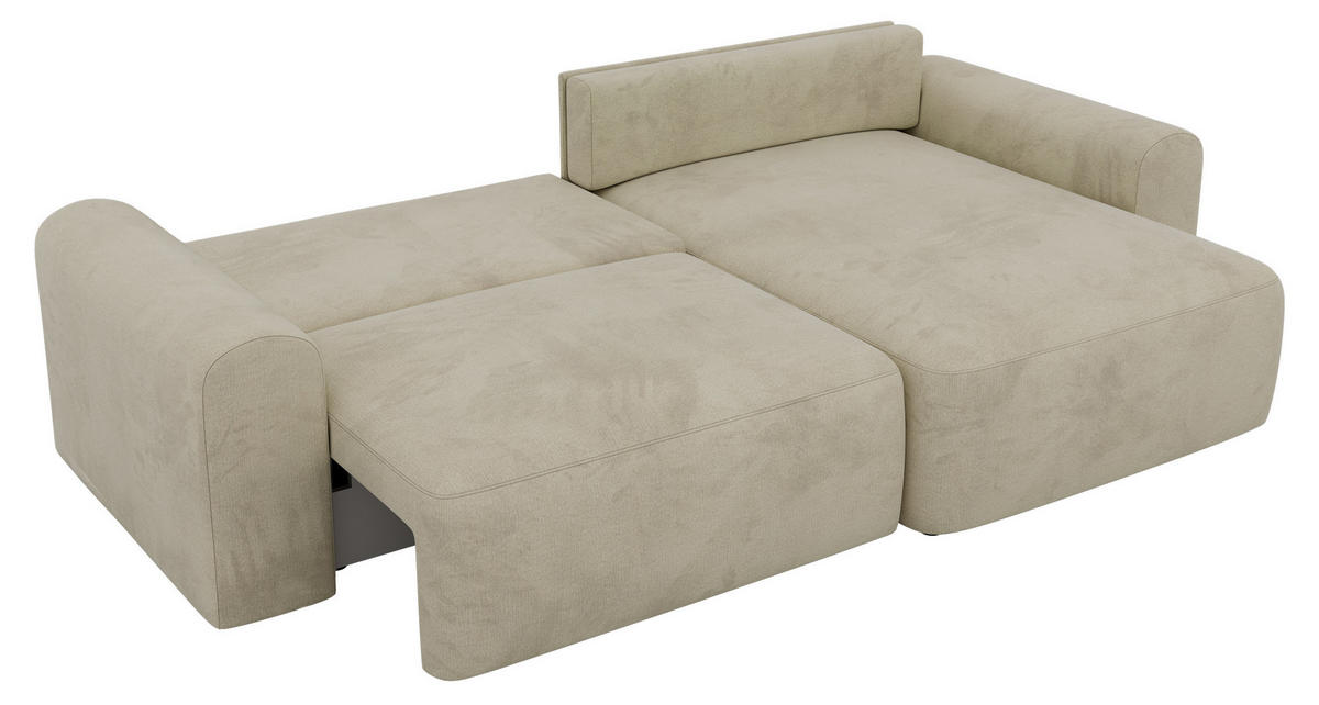 ROHOVÁ SEDAČKA NEKSON L - Béžová Samet - čierna/béžová, textil/plast (274/152cm) - MKS
