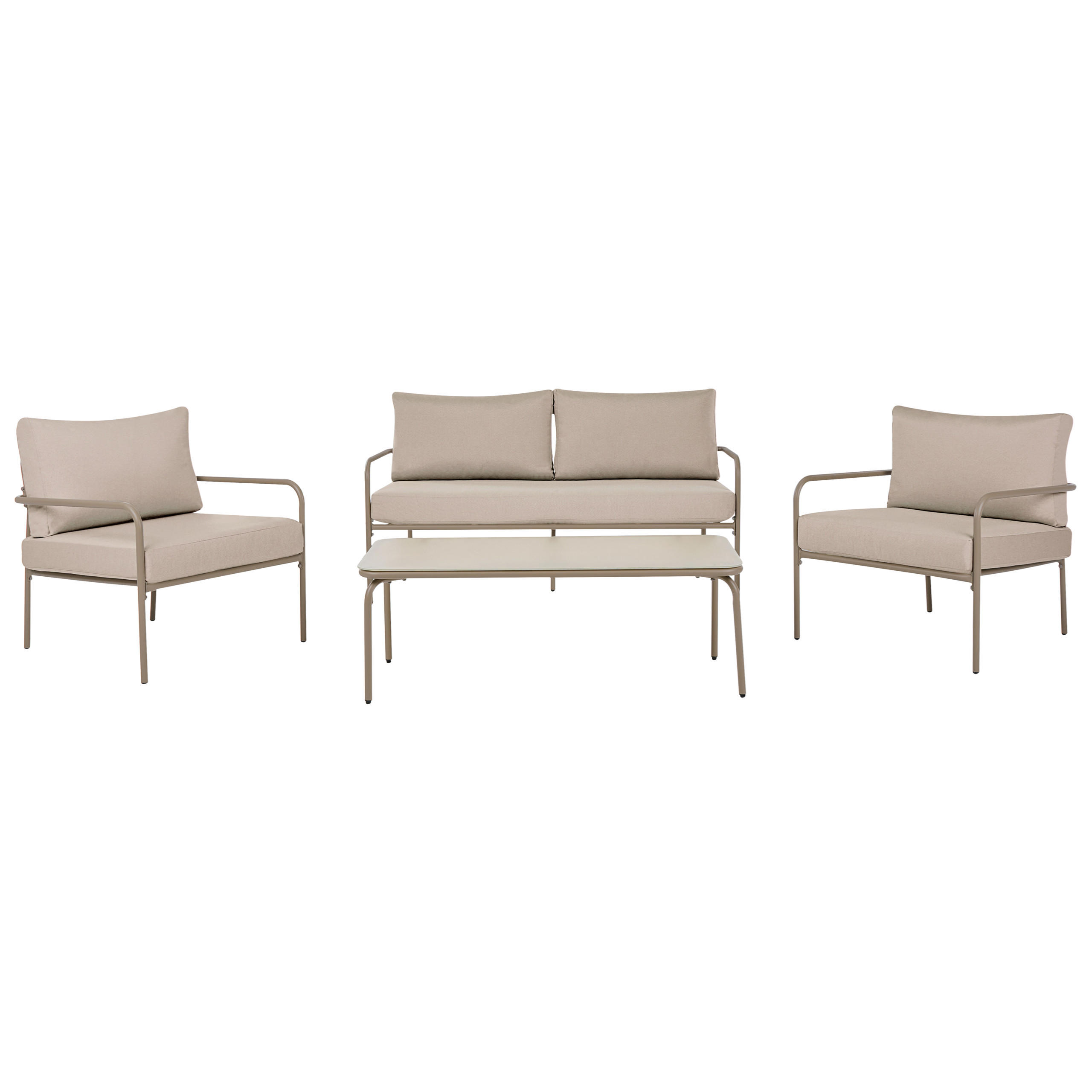 LOUNGE-SET mit Tisch 4-Sitzer Metall Hellbeige Nesso - Beige, Metall - Beliani
