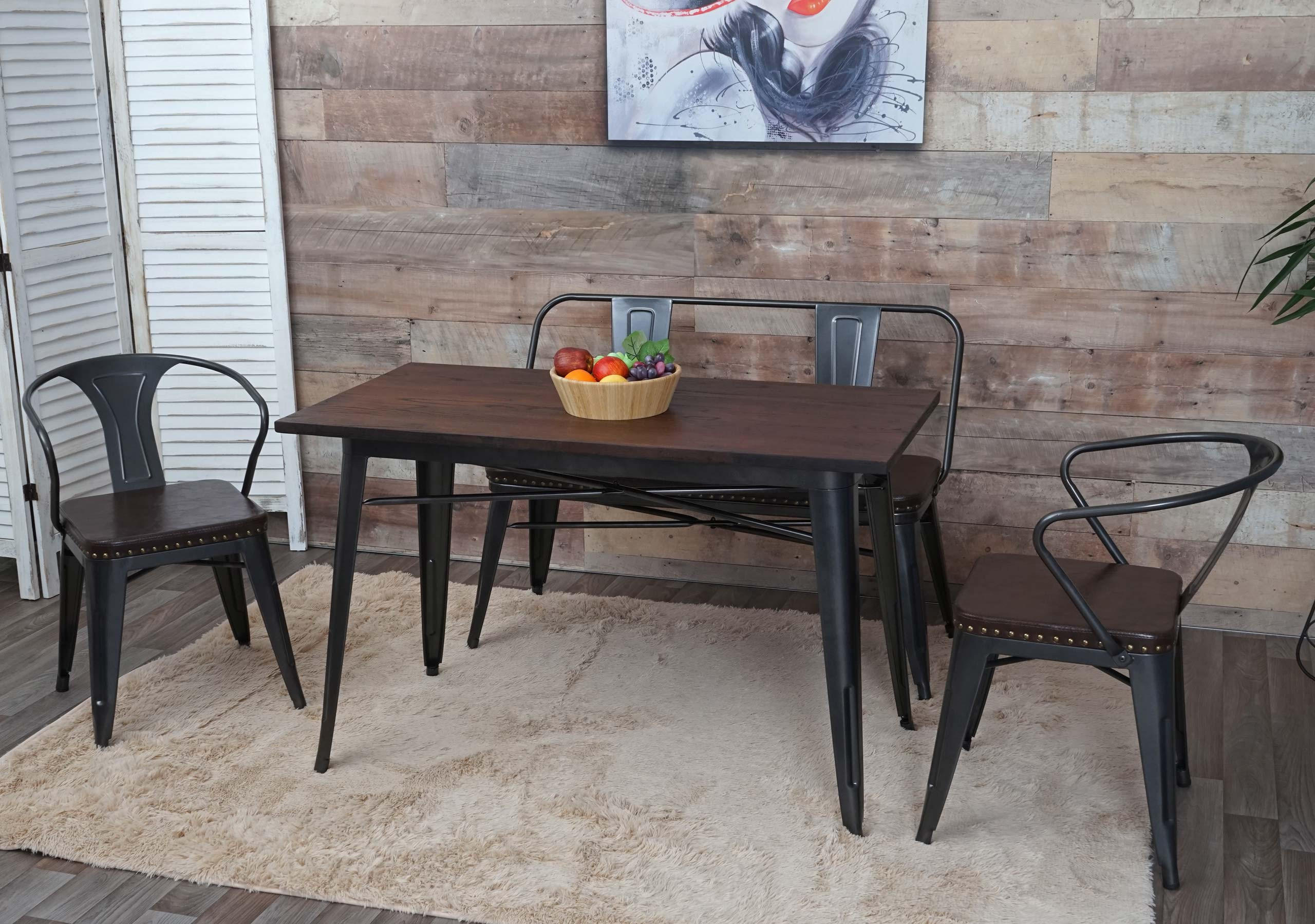 Thumbnail - MCW Esszimmer-Set, Braun, Metall, 120x115x60 cm, Esszimmer, Bänke, Tisch- & Eckbankgruppen