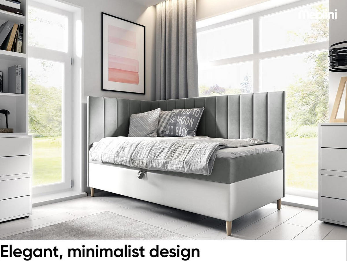 KINDERBETT MAYA 3 - Weiß/Grau, Holzwerkstoff (106/208cm) - Meblini