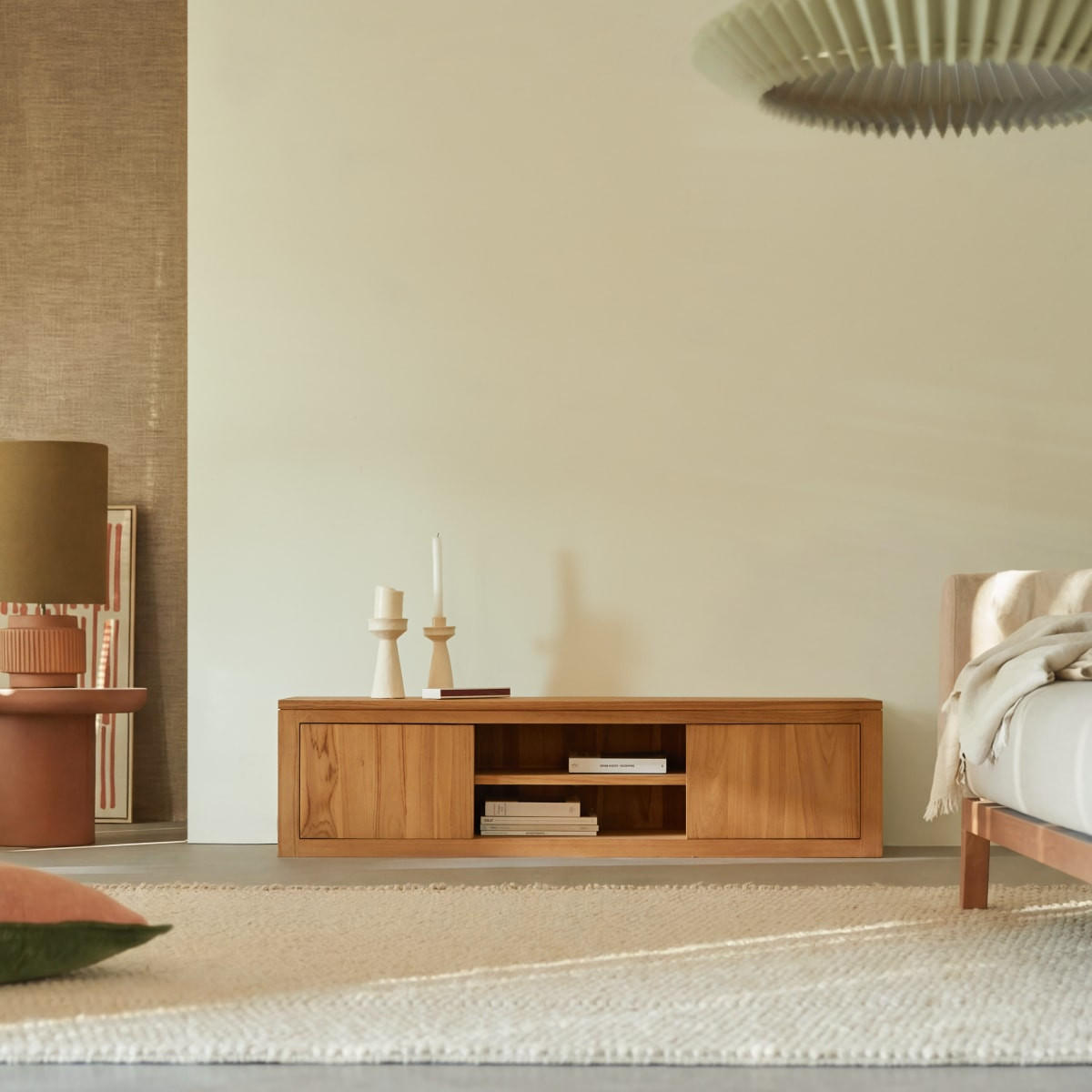 TV-SCHRANK Basil Natur aus Teak - Naturfarben, Holz (140/35/40cm) - Tikamoon