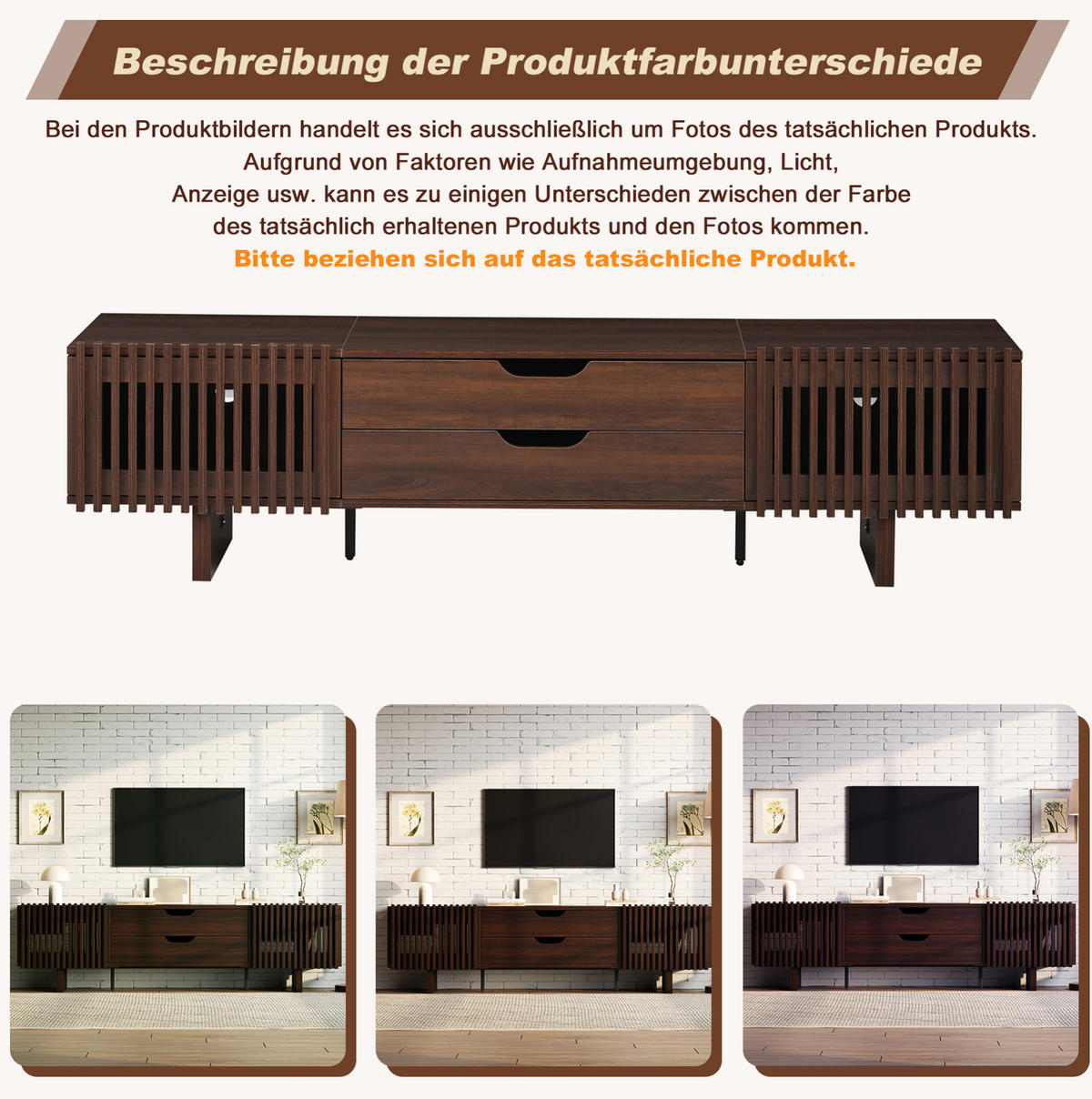 TV-SCHRANK 180/40/45 cm dunkel walnuss aus MDF mit 2 Schubladen - Braun, Holzwerkstoff (180/45/40cm) - OKWISH