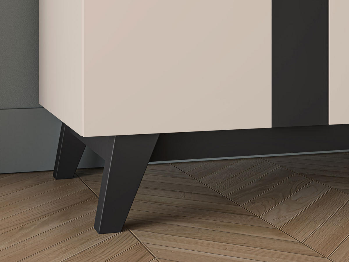 KLEIDERSCHRANK Freshion Kaschmir / Schwarz 90 / 53 / 200cm - Multicolor/Creme, Holz/Holzwerkstoff (90/200/53cm) - Feldmann-Wohnen