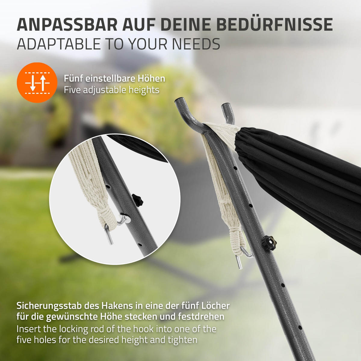 HÄNGEMATTE schwarz - Schwarz, Metall (99/98/255cm) - ML-DESIGN