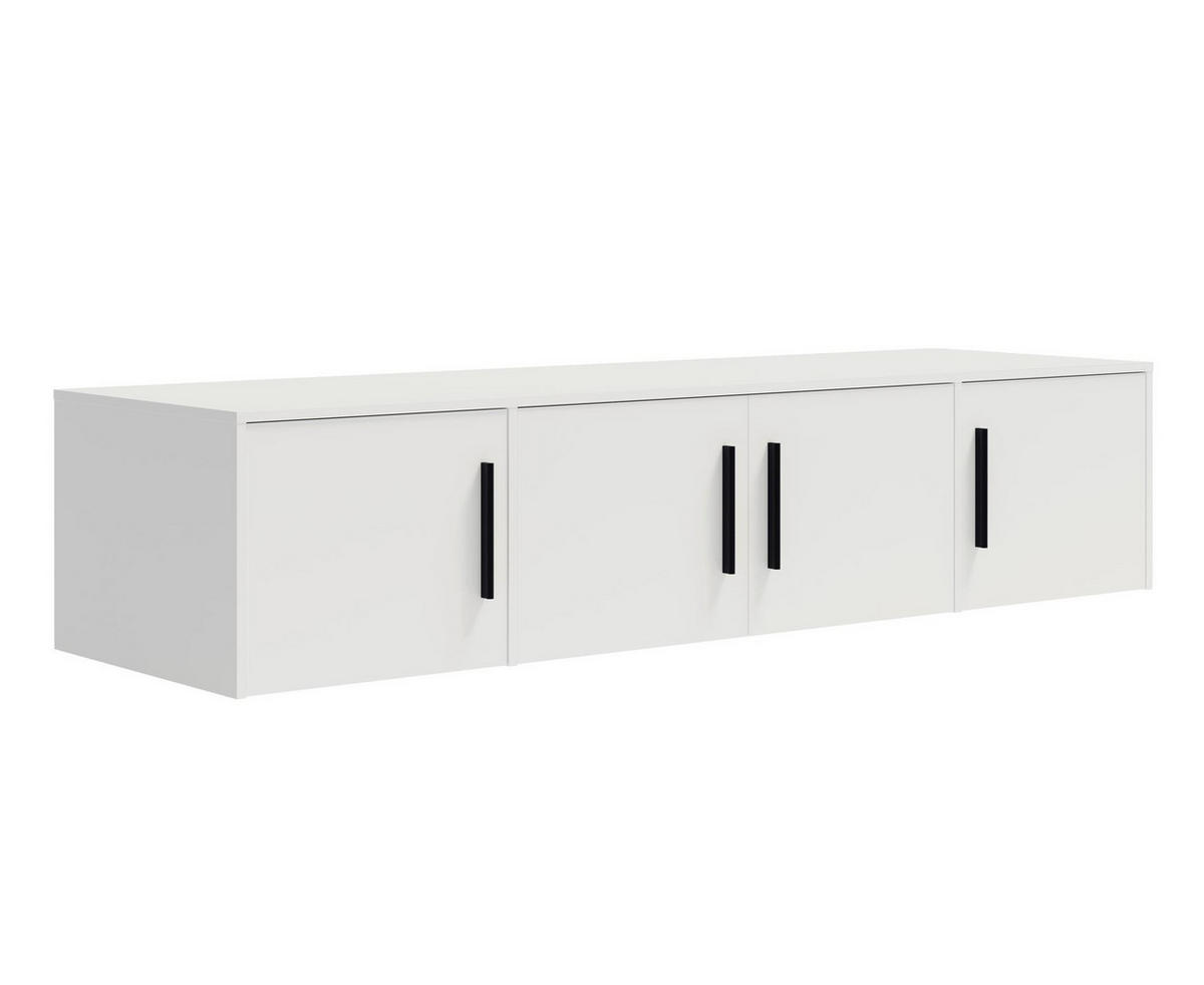 KLEIDERSCHRANK Maxivo Weiß, viertüriger Kippschrank mit Schubladen und Spiegel, Erweiterung - Schwarz/Weiß, Holzwerkstoff (198/248/59cm) - Bettso