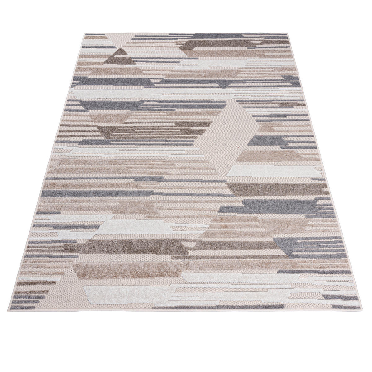 TEPPICH In-Outdoor Beige Abstract - Kurzflor Rechteckig Creme - 140 x 200 cm - Beige/Creme, Textil (140/200cm) - Mazovia